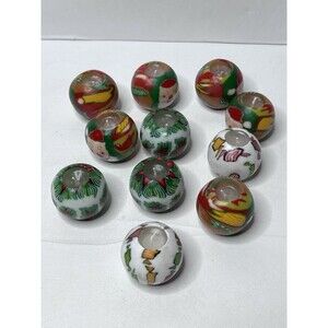 Vintage Christmas Santa Stained Glass  Round Ball Candles Lot Of 11